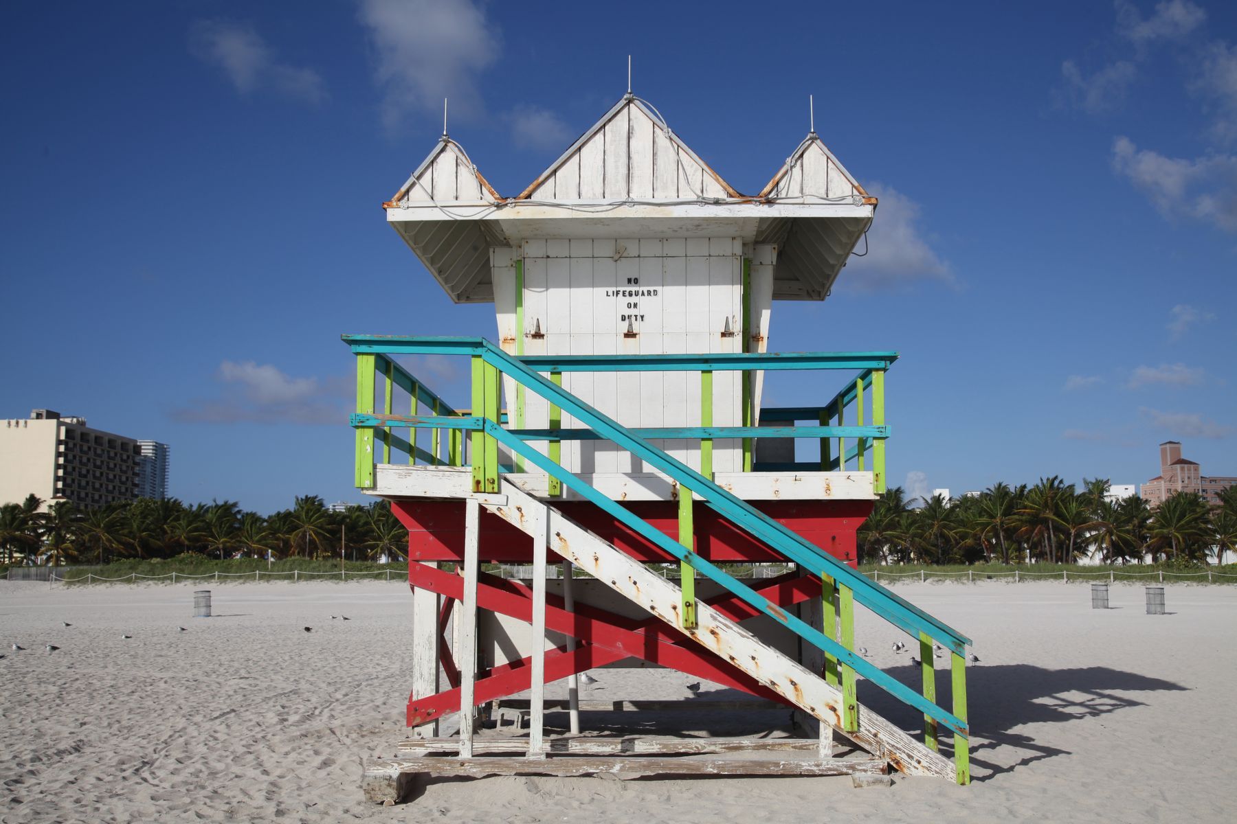 Miami Beach lifeguard station on the sand