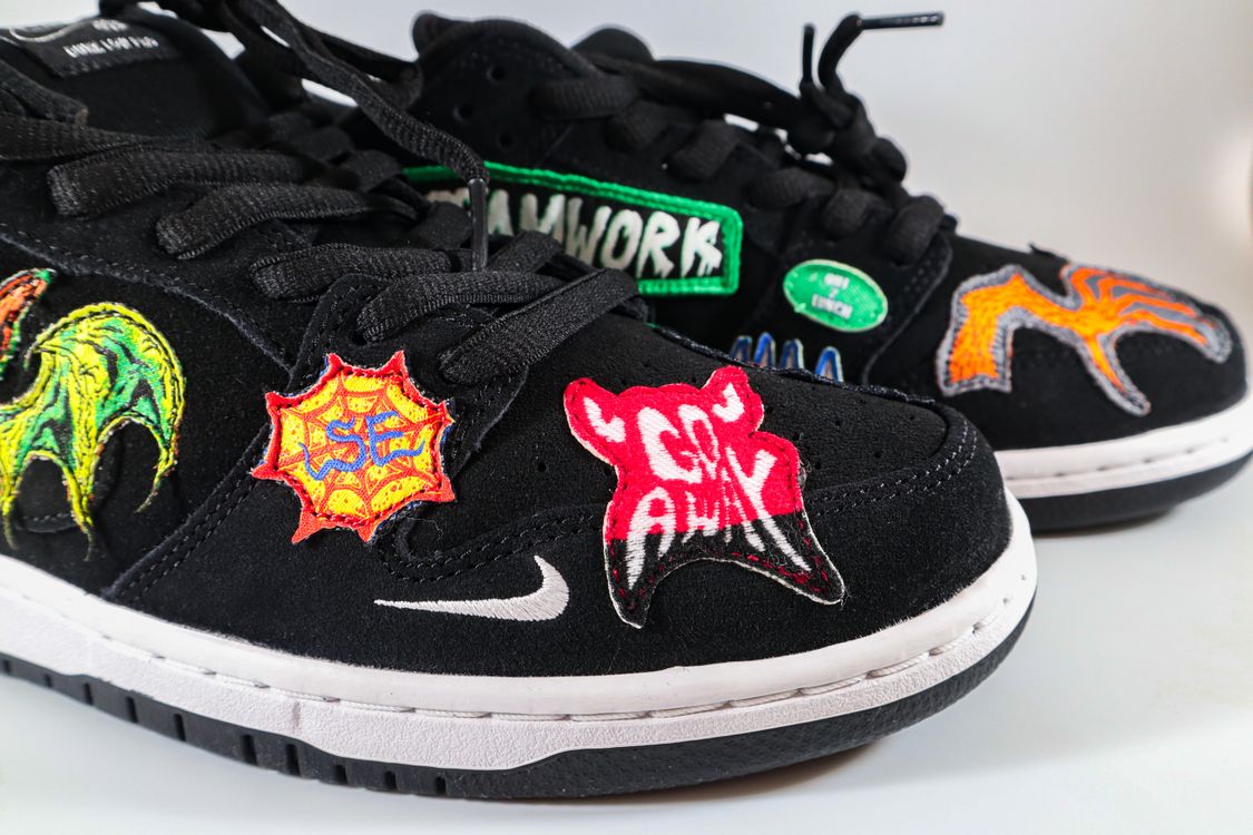 Creative Black Sneakers with Colorful Patches · Free Stock Photo