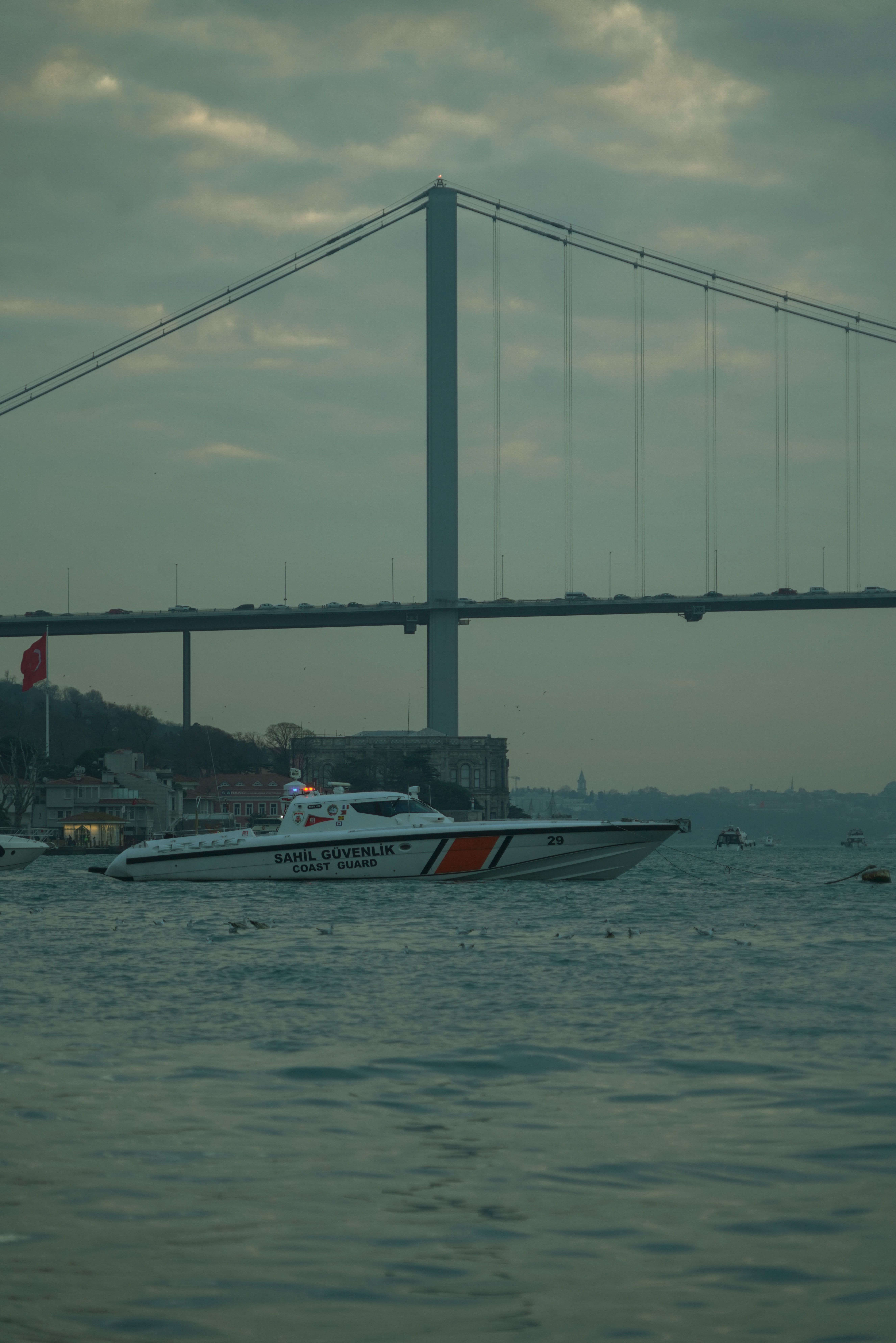 Bridge View with Coast Guard Boat in Istanbul · Free Stock Photo