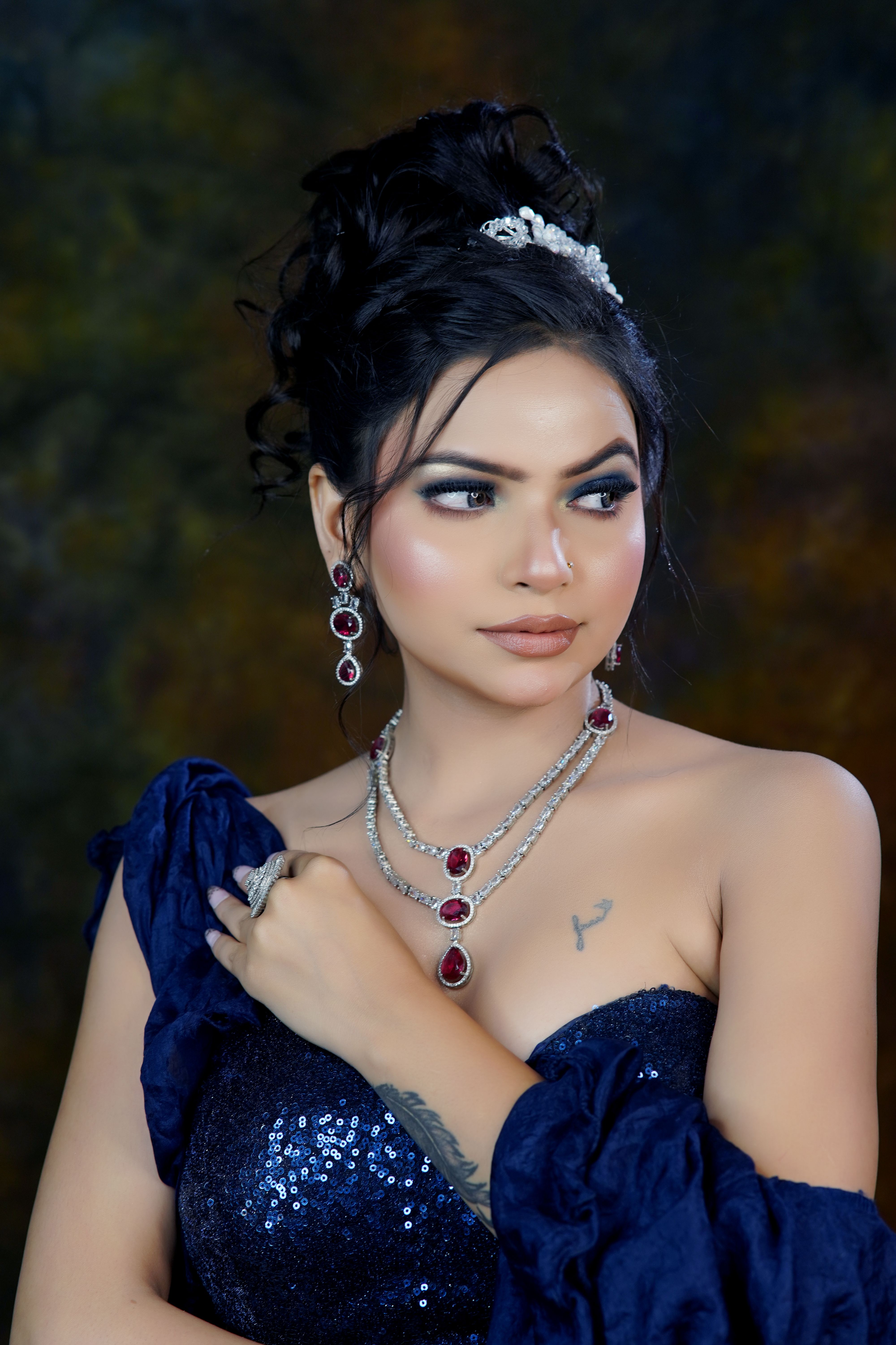 Elegant Portrait of Woman in Blue Evening Gown · Free Stock Photo