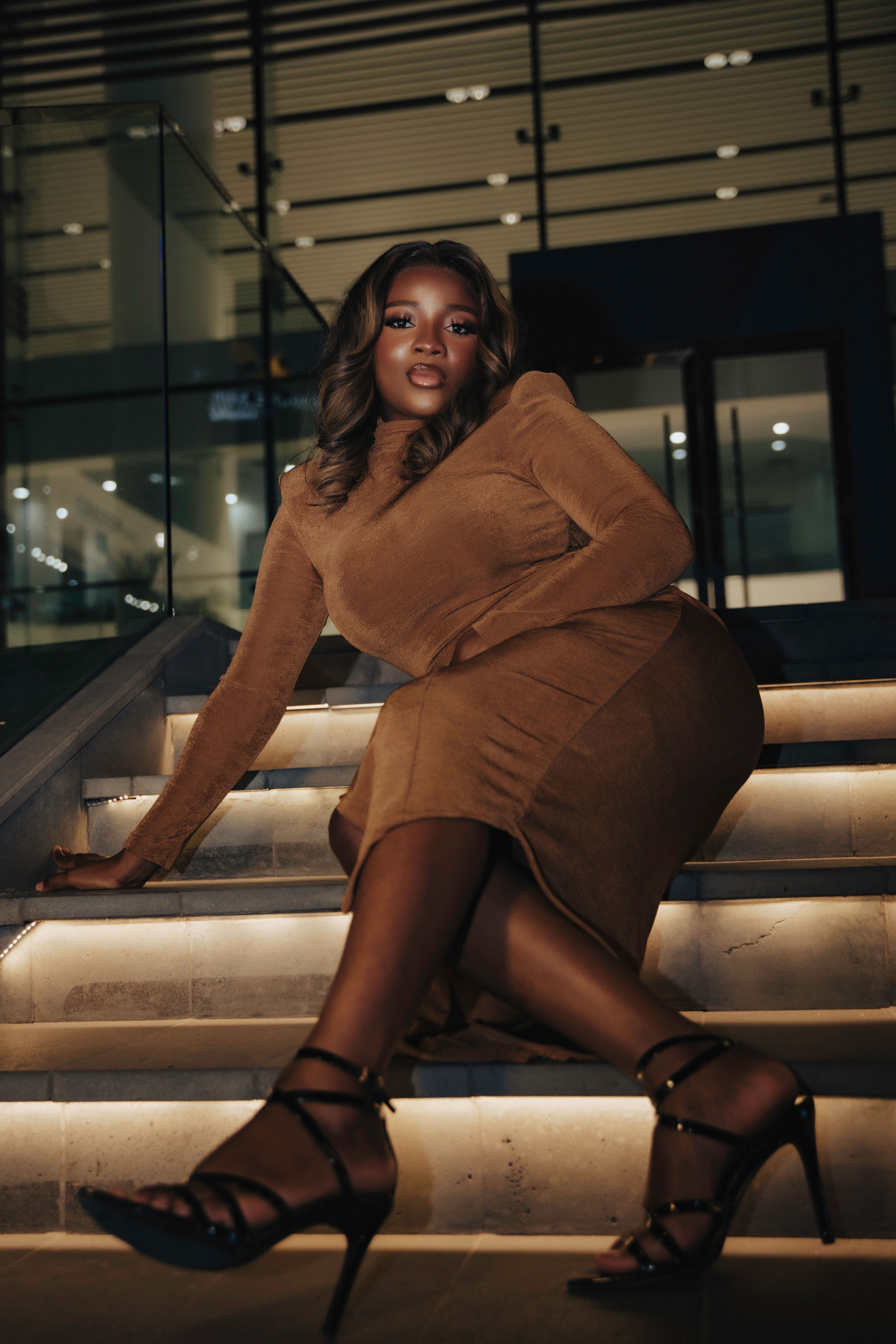 brown dress with white heels Delicate Touch Lavender Dress – Ellaé Lisqué main image 0