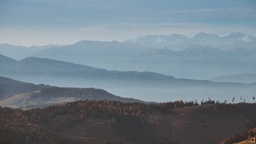 Free Beautiful panoramic view of autumn foliage in Trentino-Südtirol, Italy with the Alps in the background. Stock Photo