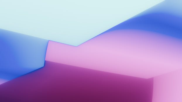 Vibrant abstract neon gradient with 3D shapes and curves.