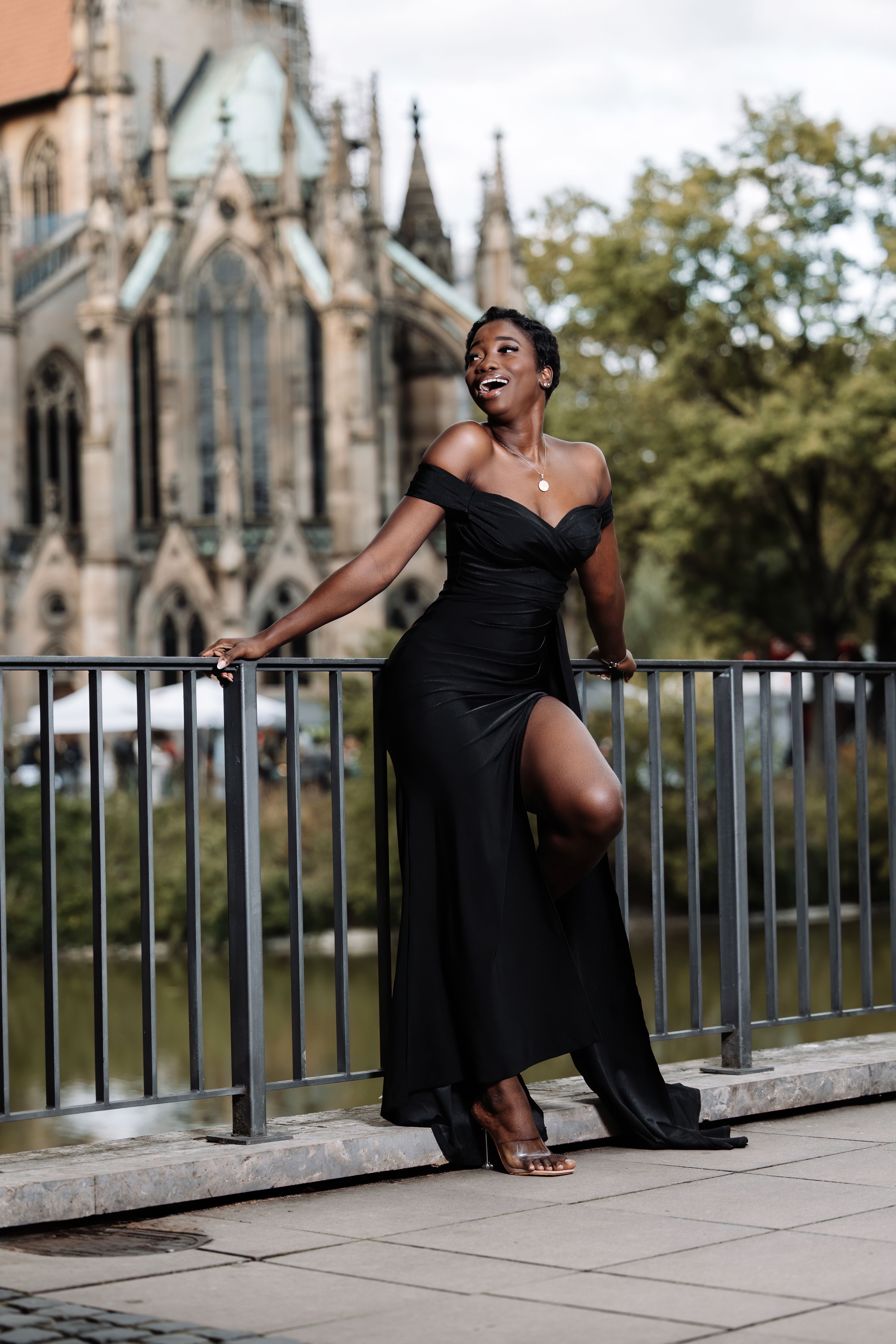 princess polly baby blue dress Elegant Woman in Black Dress at Church, Stuttgart · Free Stock Photo
