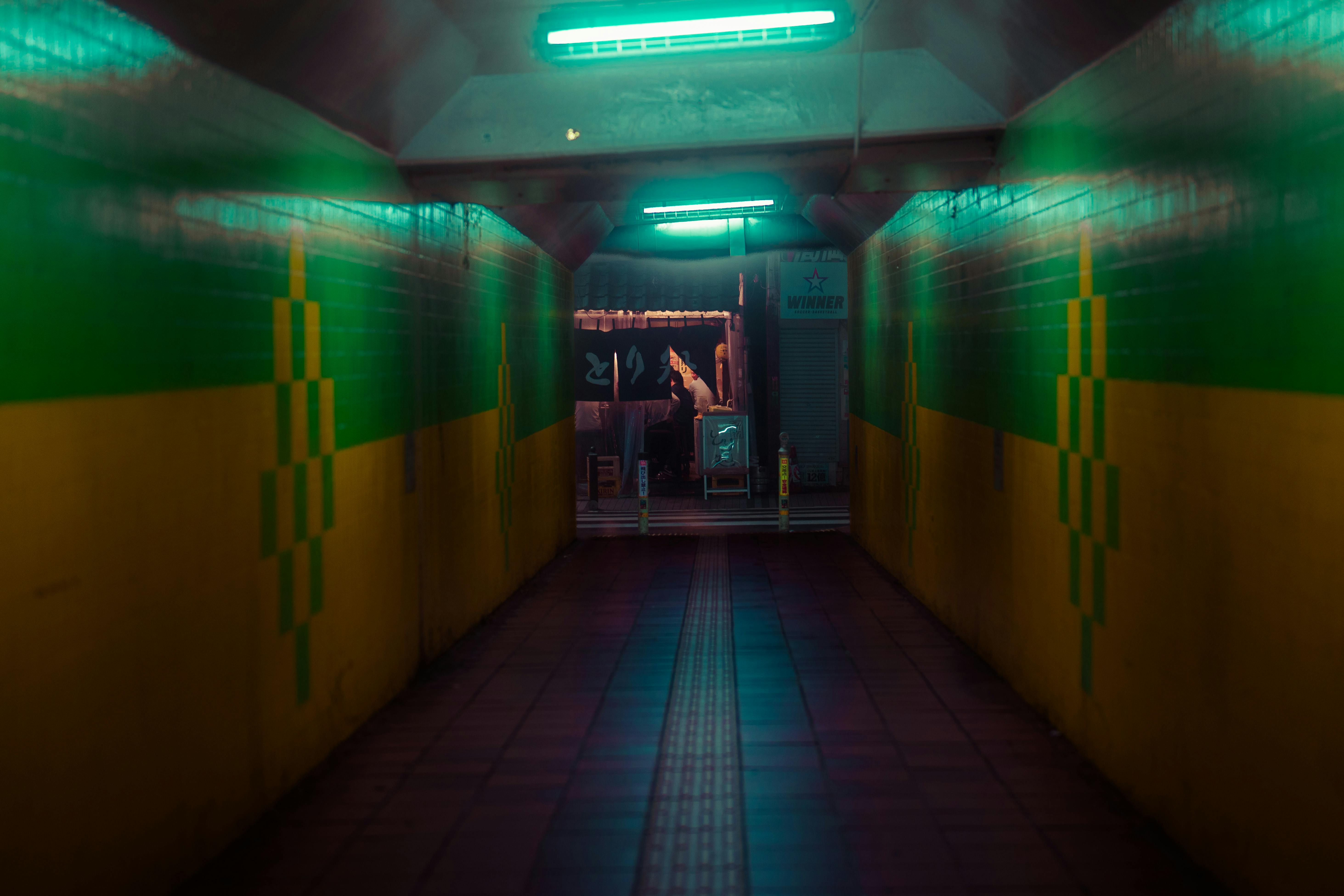 De franc Explora un túnel il·luminat amb neó a Tòquio, Japó, amb colors vibrants i un ambient urbà. Foto d'estoc