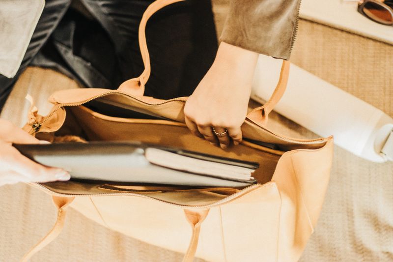 padded laptop sleeve in a tote bag