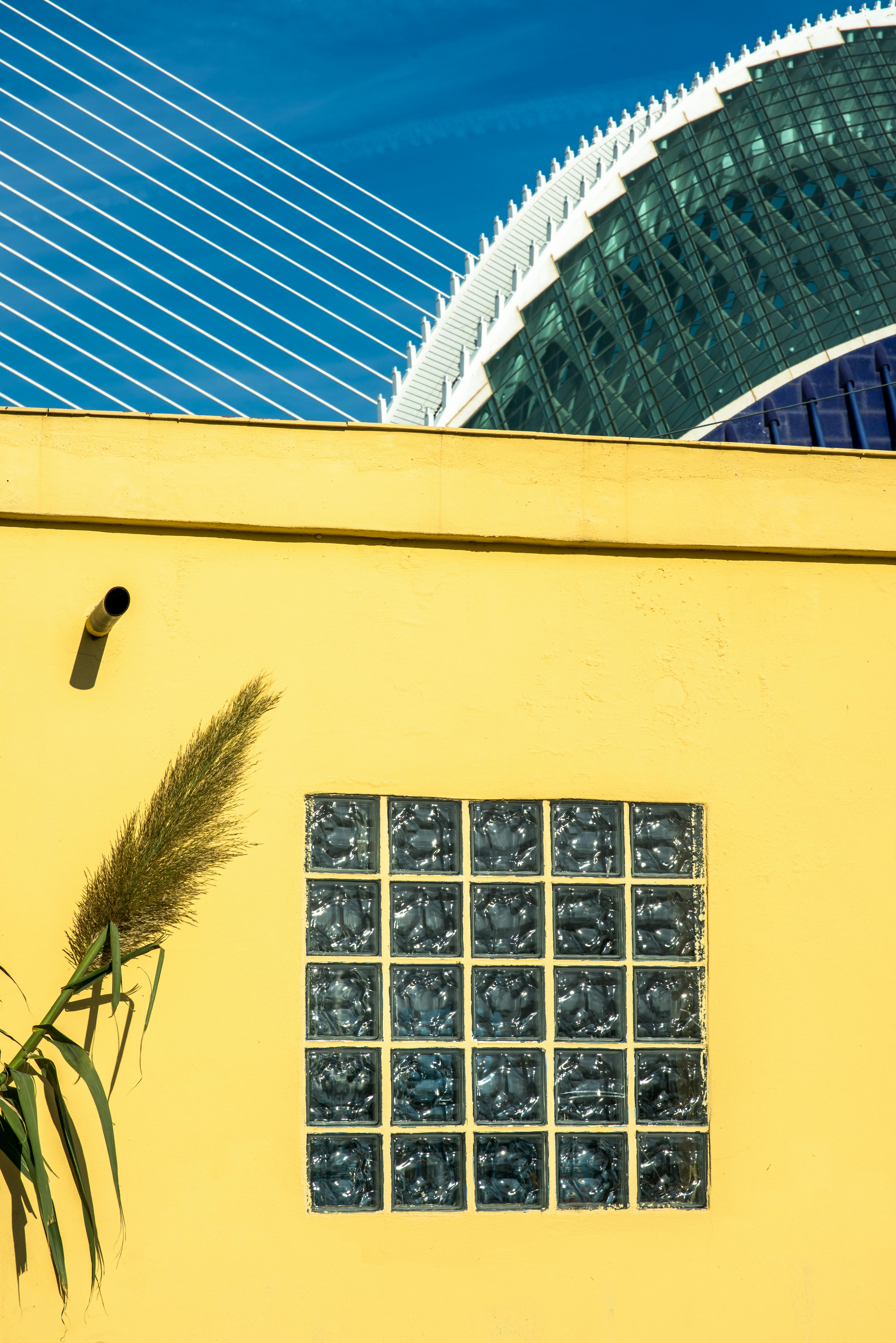 modern architecture detail with glass block window