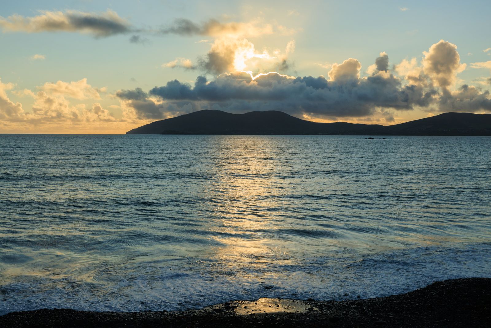 Sunset view over the Atlantic Ocean from Waterville, Ireland