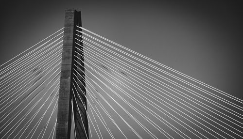 Free Monochrome image showcasing the architectural beauty of a cable-stayed bridge. Stock Photo