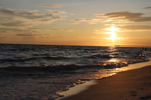 日落, 海洋, 海灘 的 免費圖庫相片