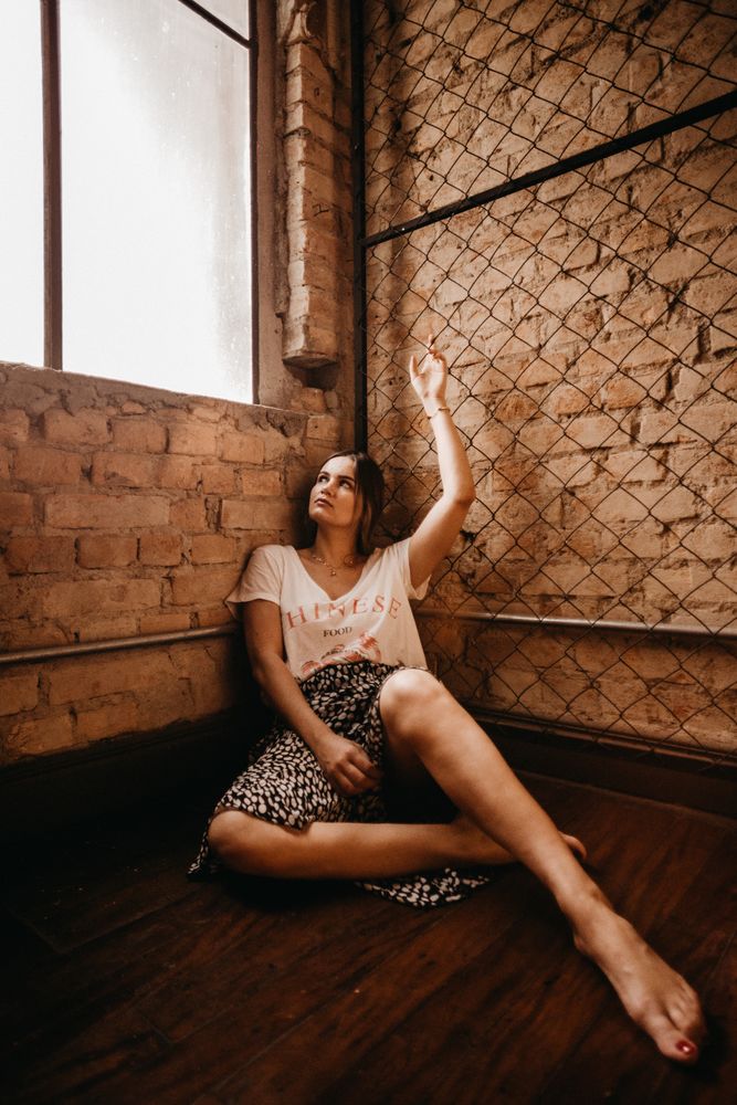Girl in swimsuit in loft style