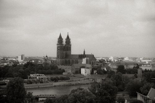 Free Scenic view of Magdeburg Cathedral showcasing Germany's historic architecture. Stock Photo