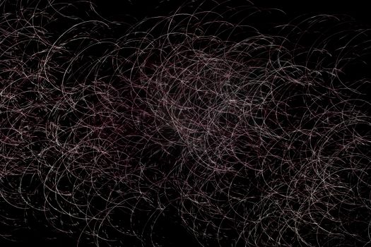 Dynamic abstract image of circular light trails creating an intricate pattern on a black background.