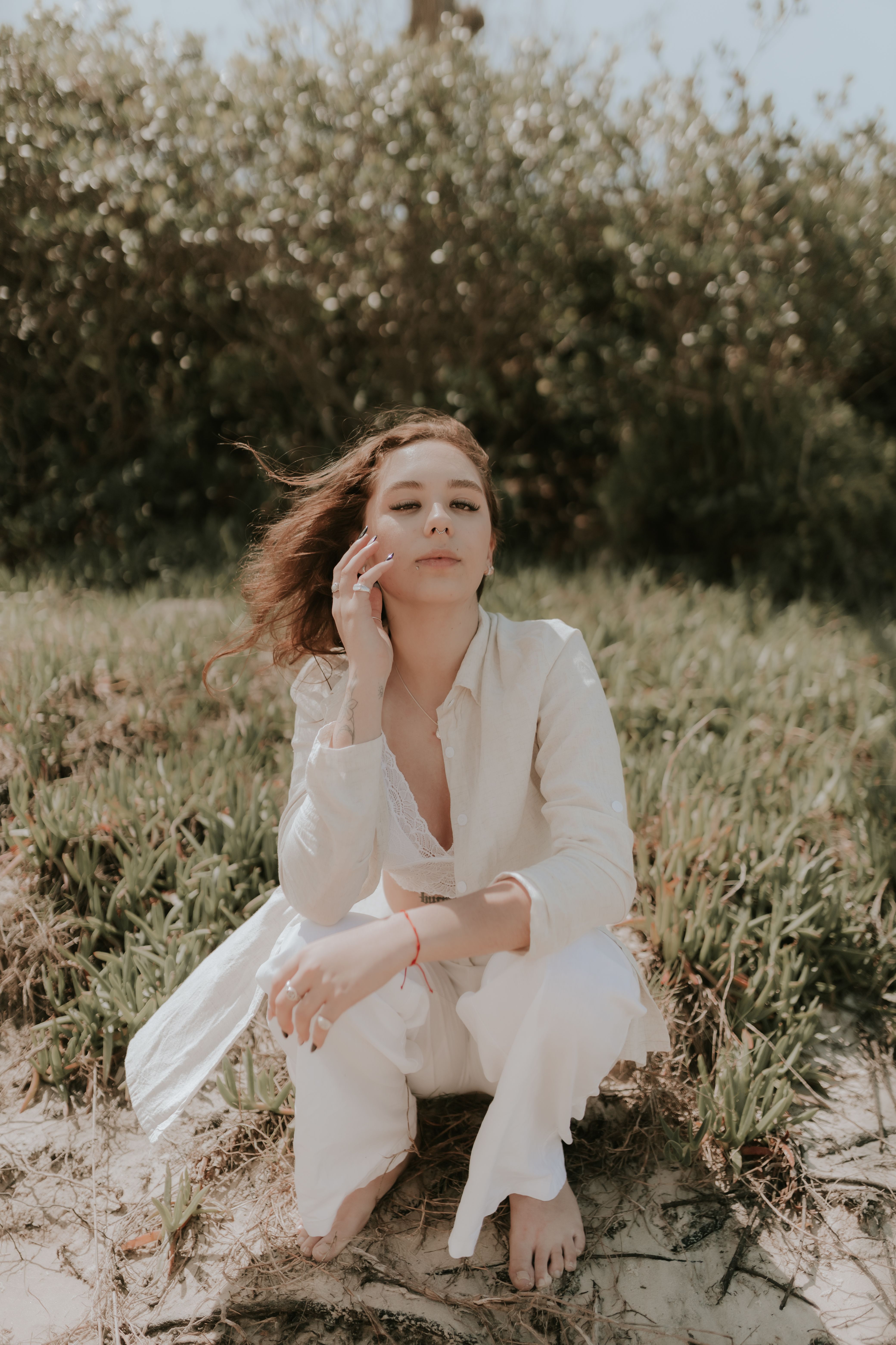 Young Woman in White Outfit Outdoors in Nature · Free Stock Photo