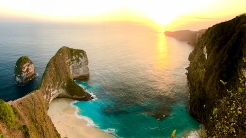 Bird's Eye View Of Coastline During Dawn