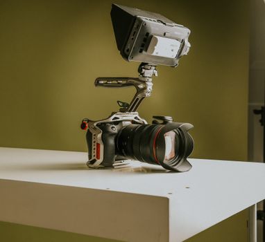 A professional using a simple setup for business video content creation