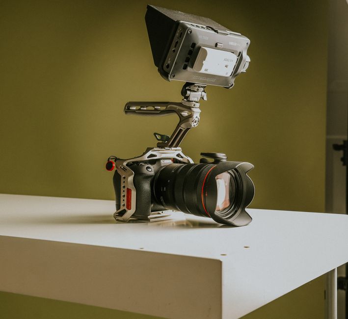 A professional using a simple setup for business video content creation