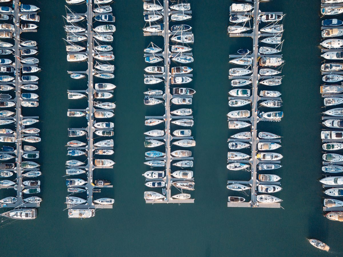 Aerial View of Marina with Docked Boats at Day · Free Stock Photo