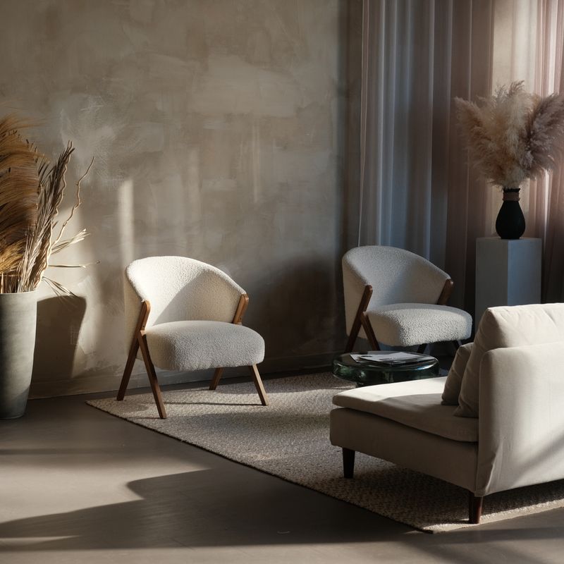 Living room with a reading chair and natural light