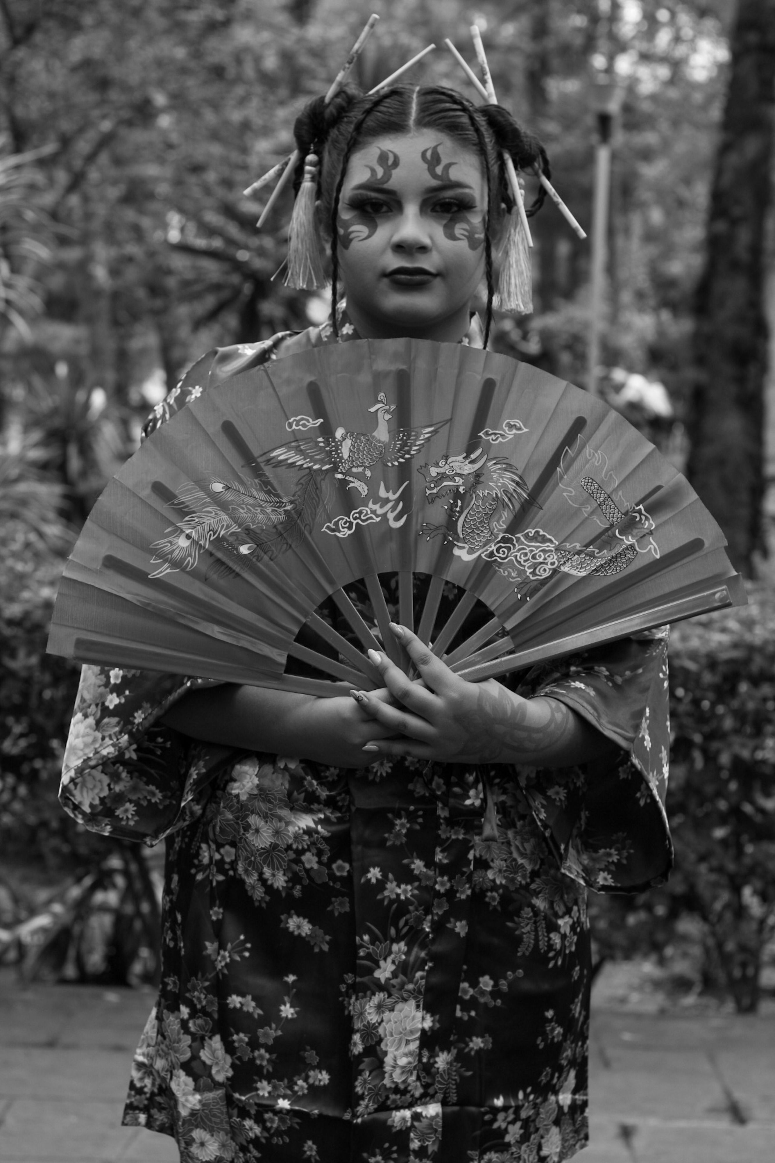 Black and White Portrait of Person in Traditional Attire · Free Stock Photo
