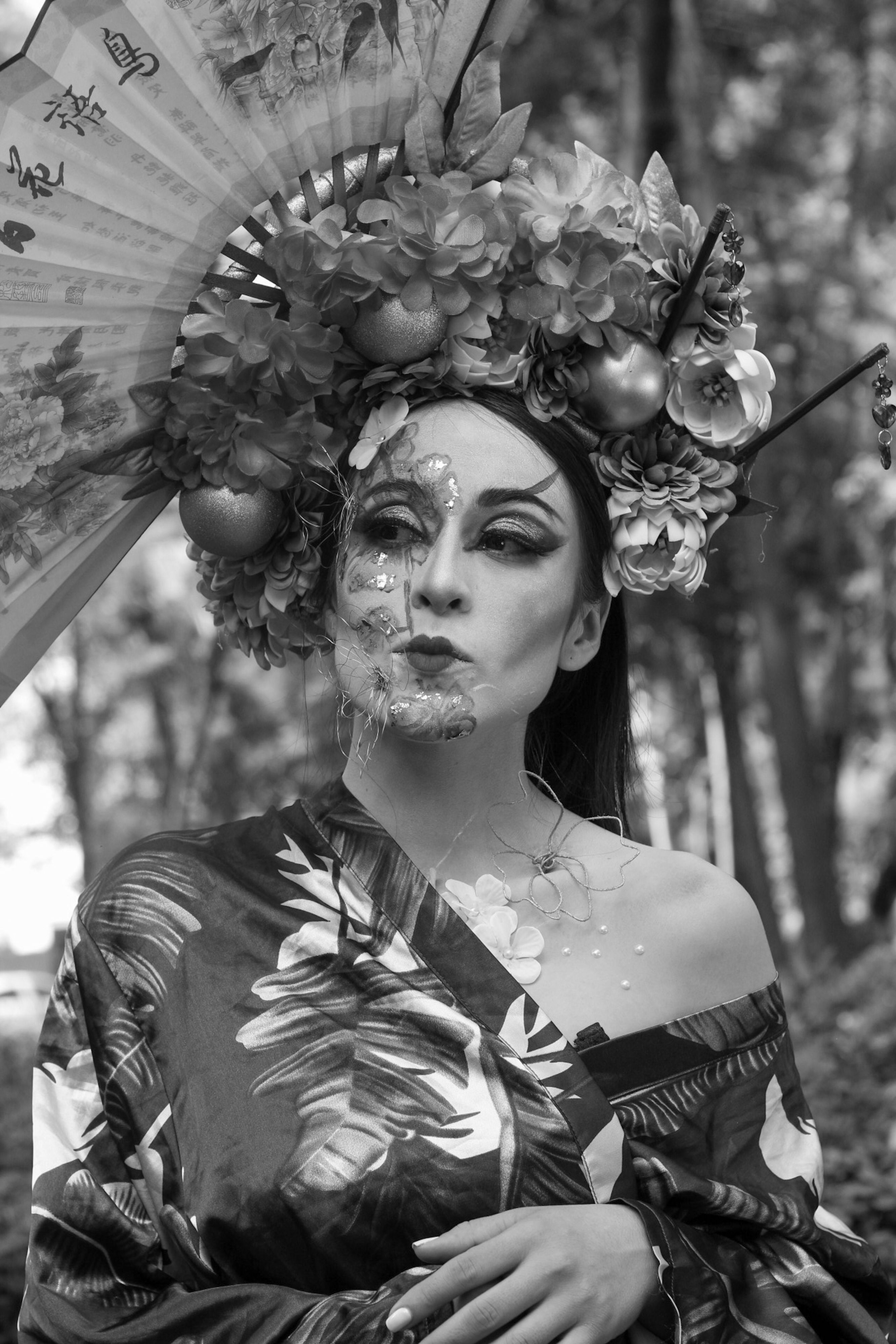 Artistic Black and White Portrait of Woman in Traditional Attire · Free ...