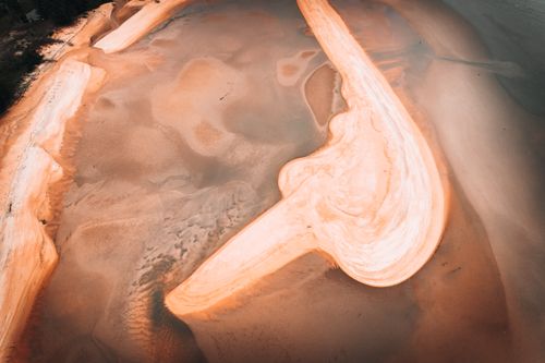 Free Aerial view of a unique sandy beach formation in Malaysia with earthy tones. Stock Photo