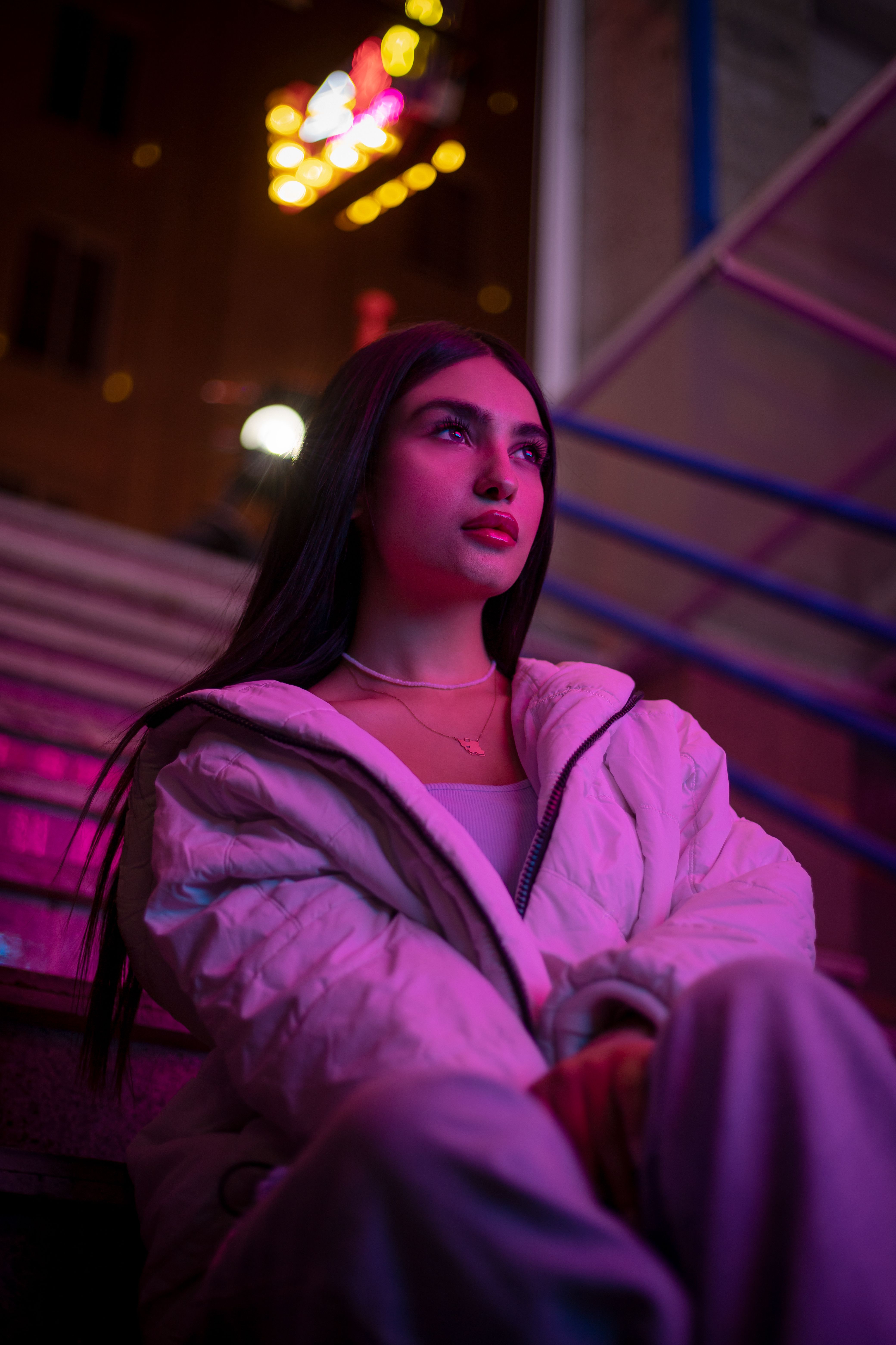 Stylish Woman in Urban Night Setting · Free Stock Photo