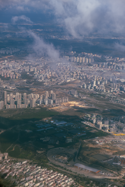 Free Aerial view showcasing the urban sprawl and architecture of Istanbul, Turkey. Stock Photo