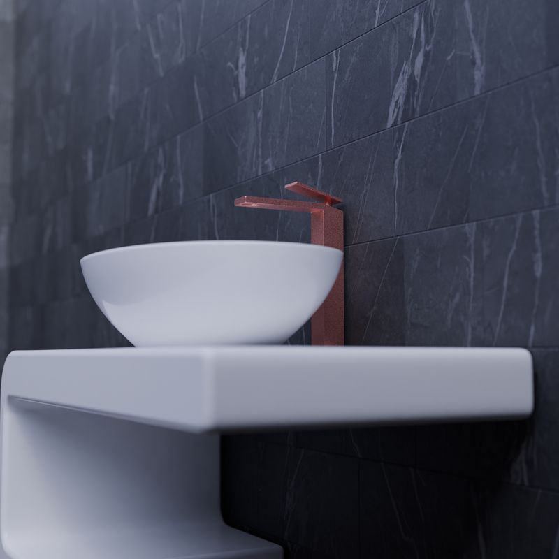 White Large-Format Tile with Black Pencil Trim