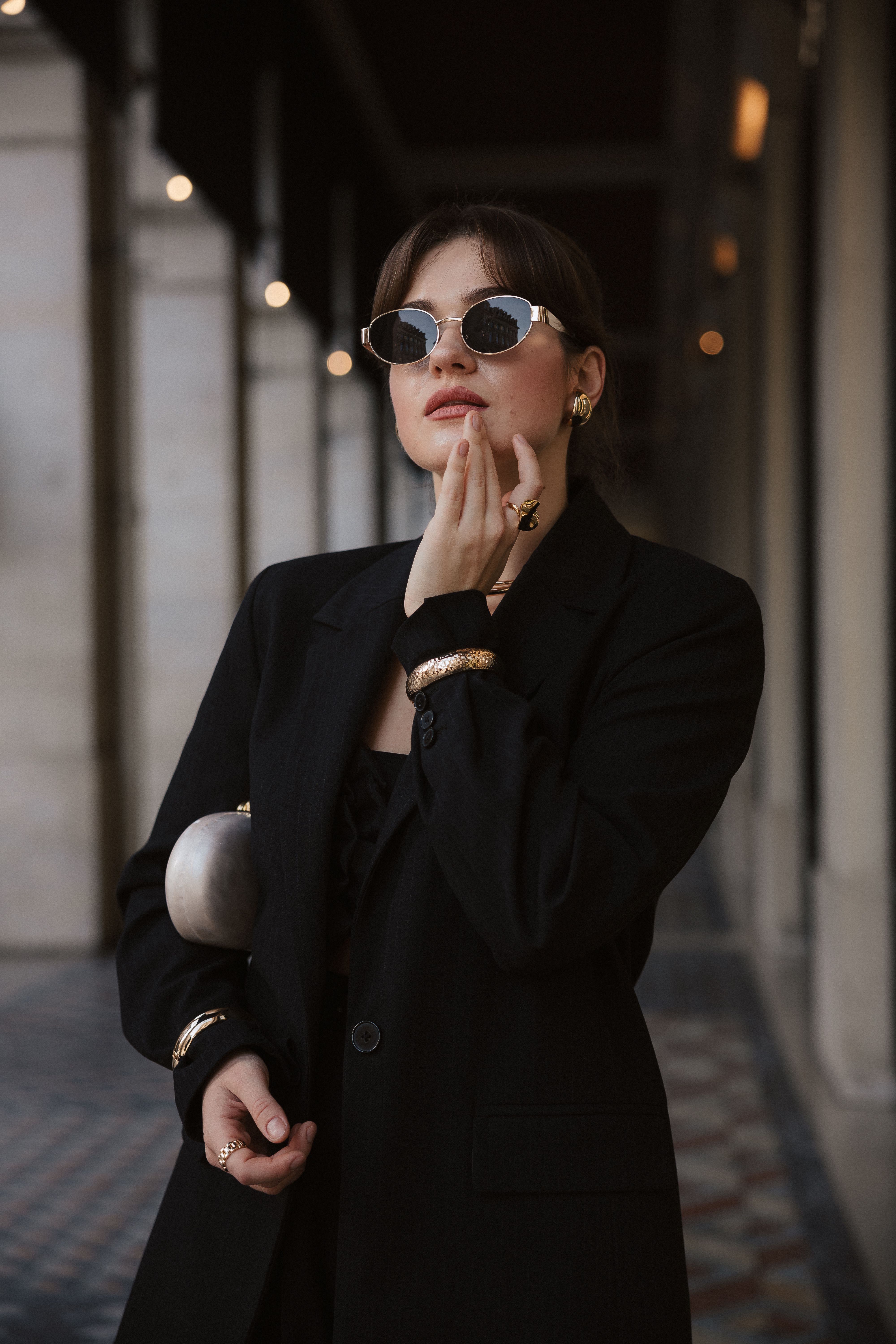Stylish Woman in Black Fashion in Parisian Street · Free Stock Photo