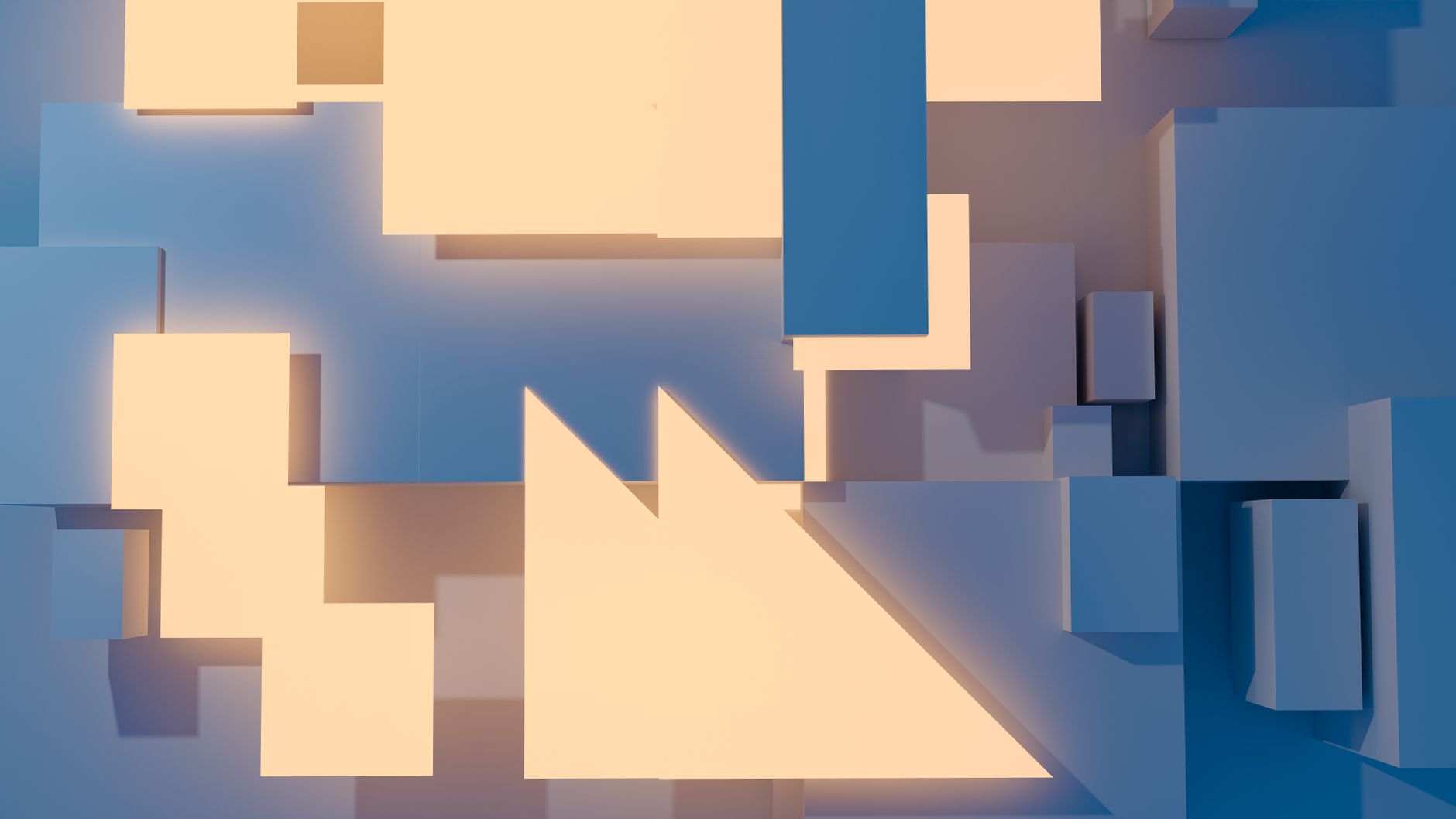 Modern abstract art featuring geometric shapes with contrasting light and shadows.