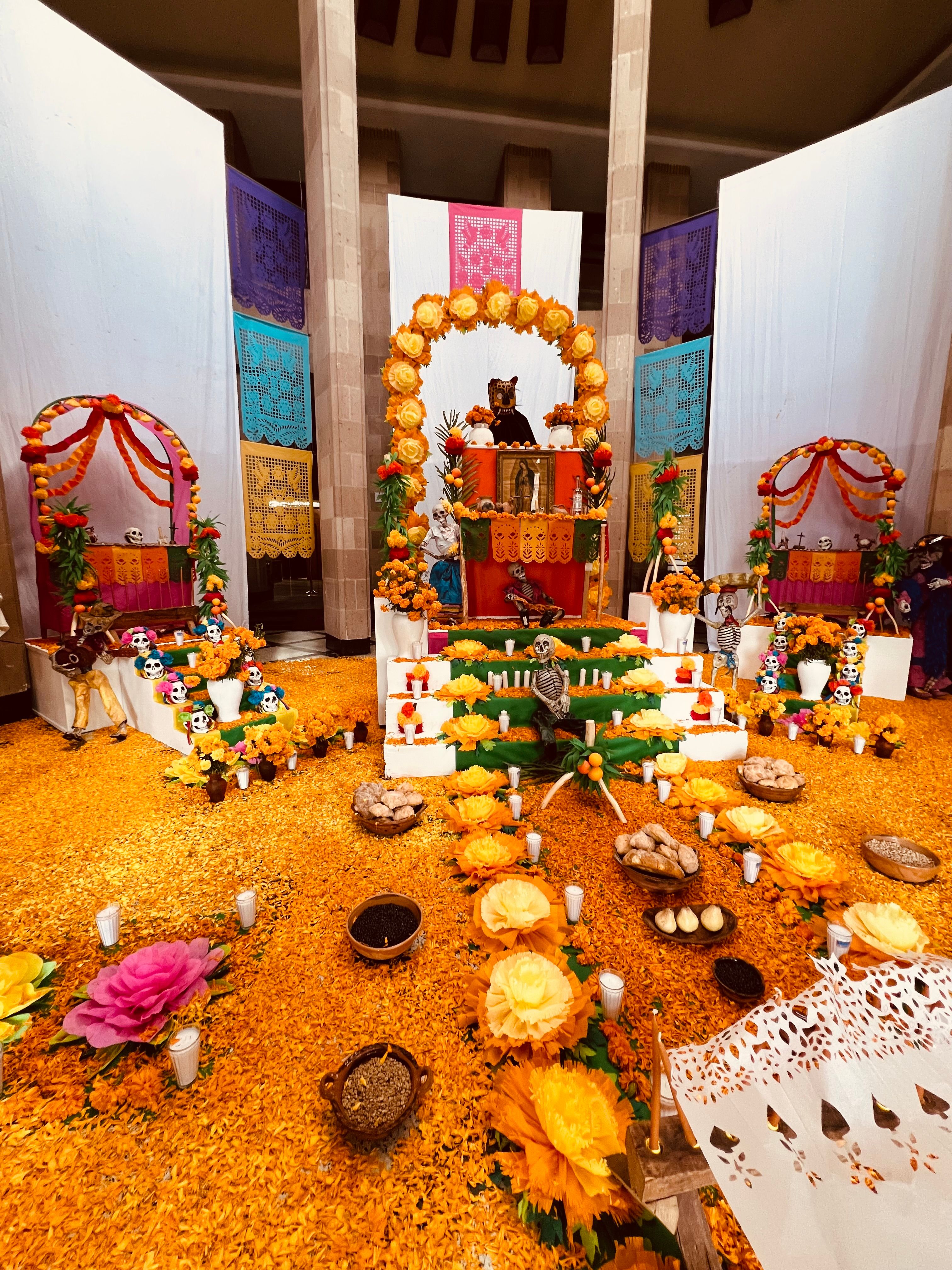 Colorful Day of the Dead Altar with Marigolds · Free Stock Photo