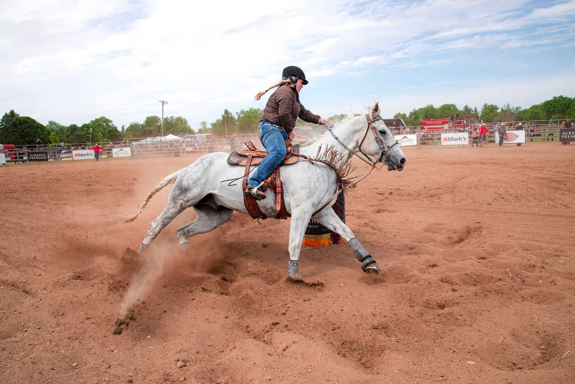 Dynamic Rodeo Barrel Racing with Cowboy · Free Stock Photo