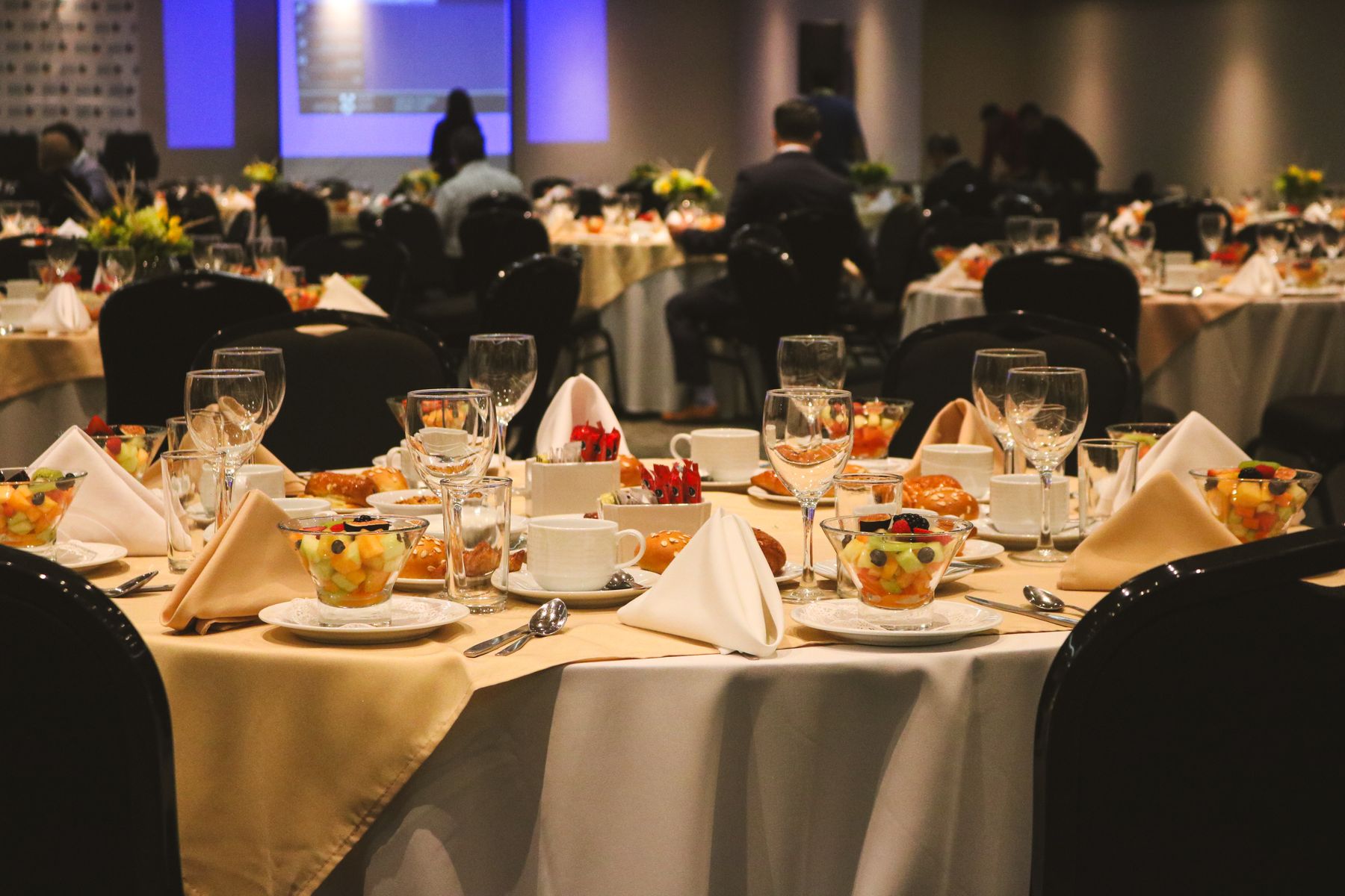 Elegant banquet table set for a formal celebration