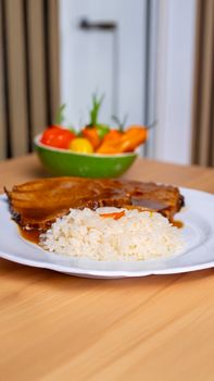 Brown With Vegetables And Gravy Rice