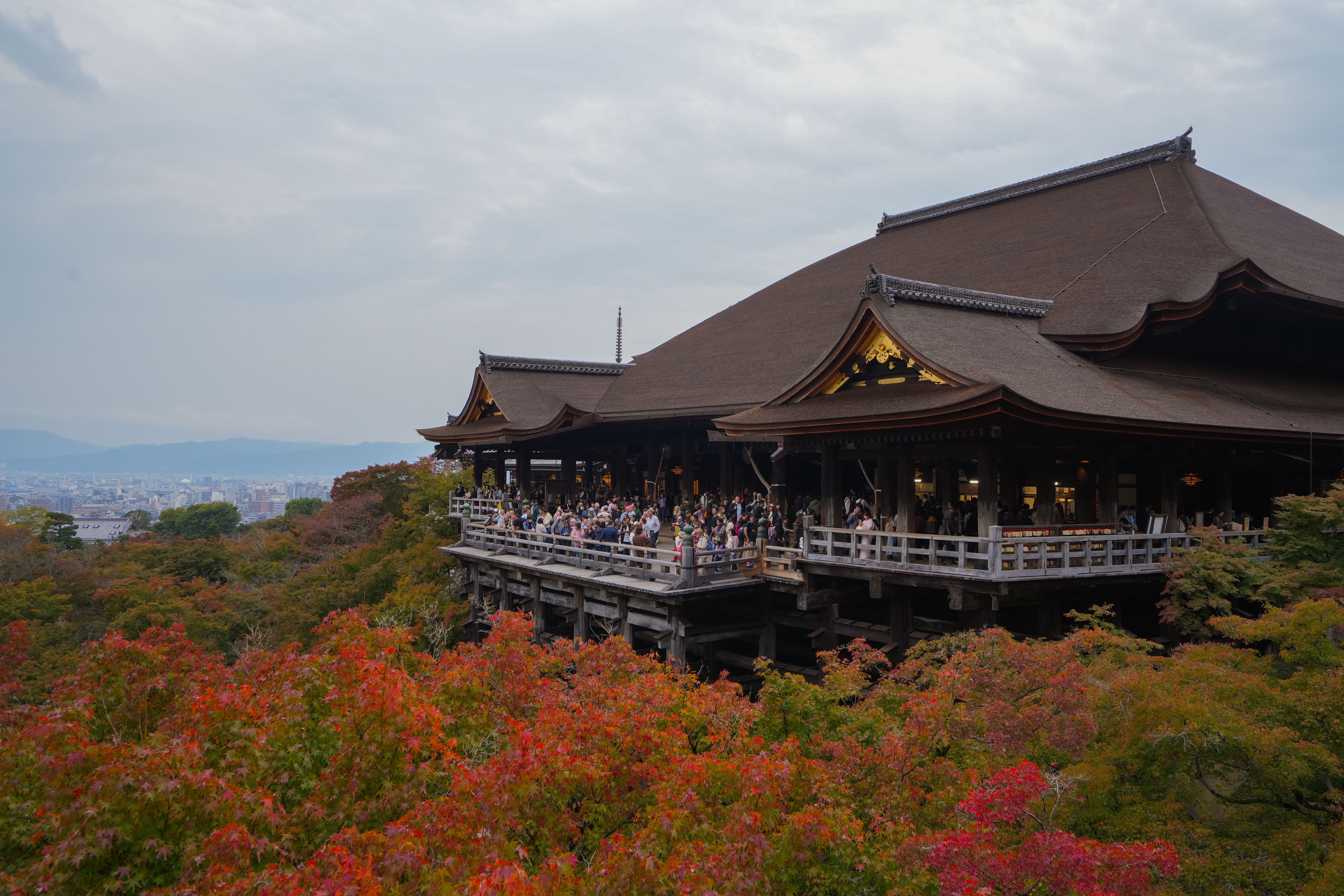 Kiyomizu-dera temple in autumn, early morning with few people