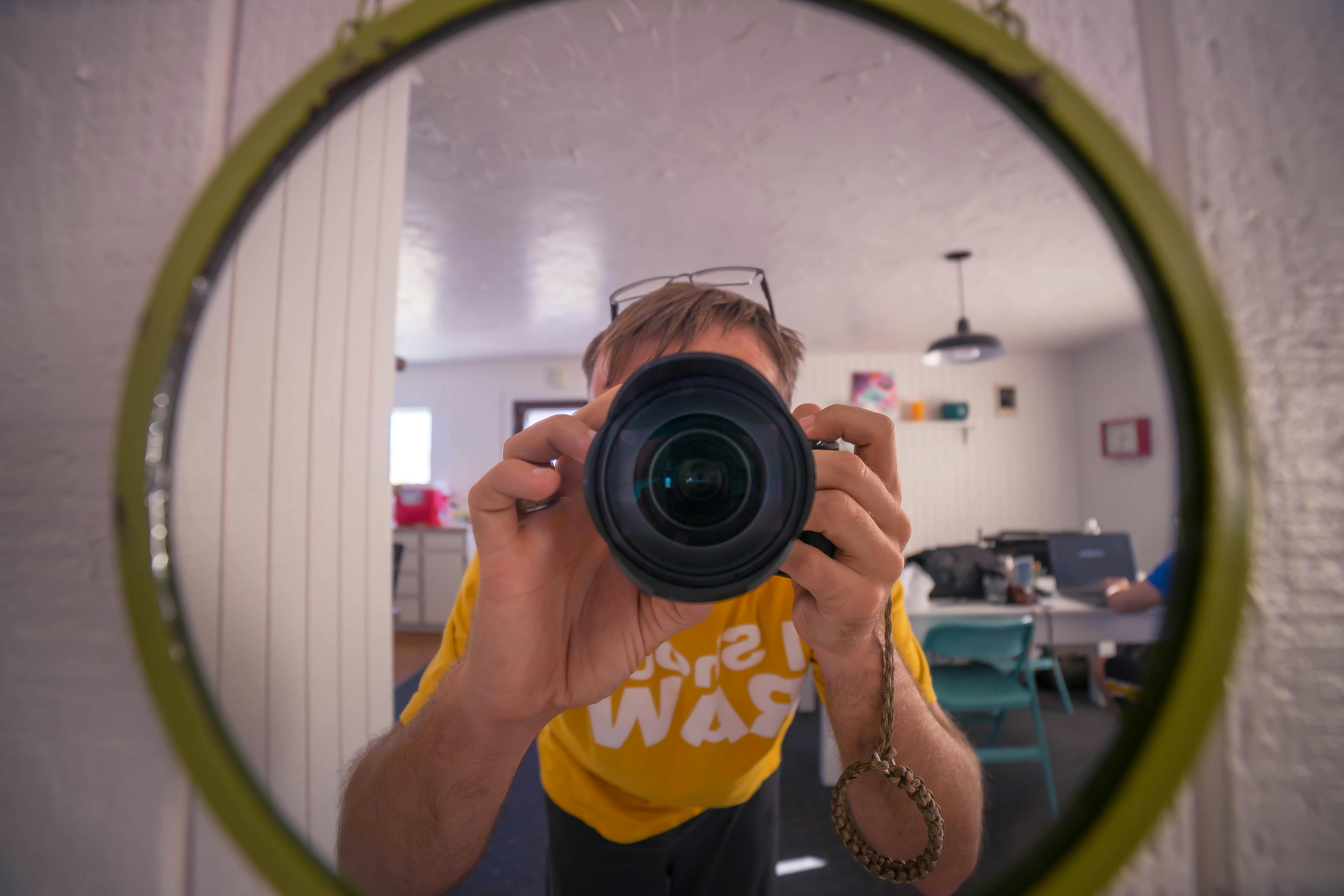 Free stock photo of mirror, selfie, wide angle