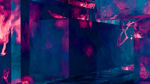 Free Colorful abstract 3D design featuring vivid neon hues and geometric shapes. Stock Photo