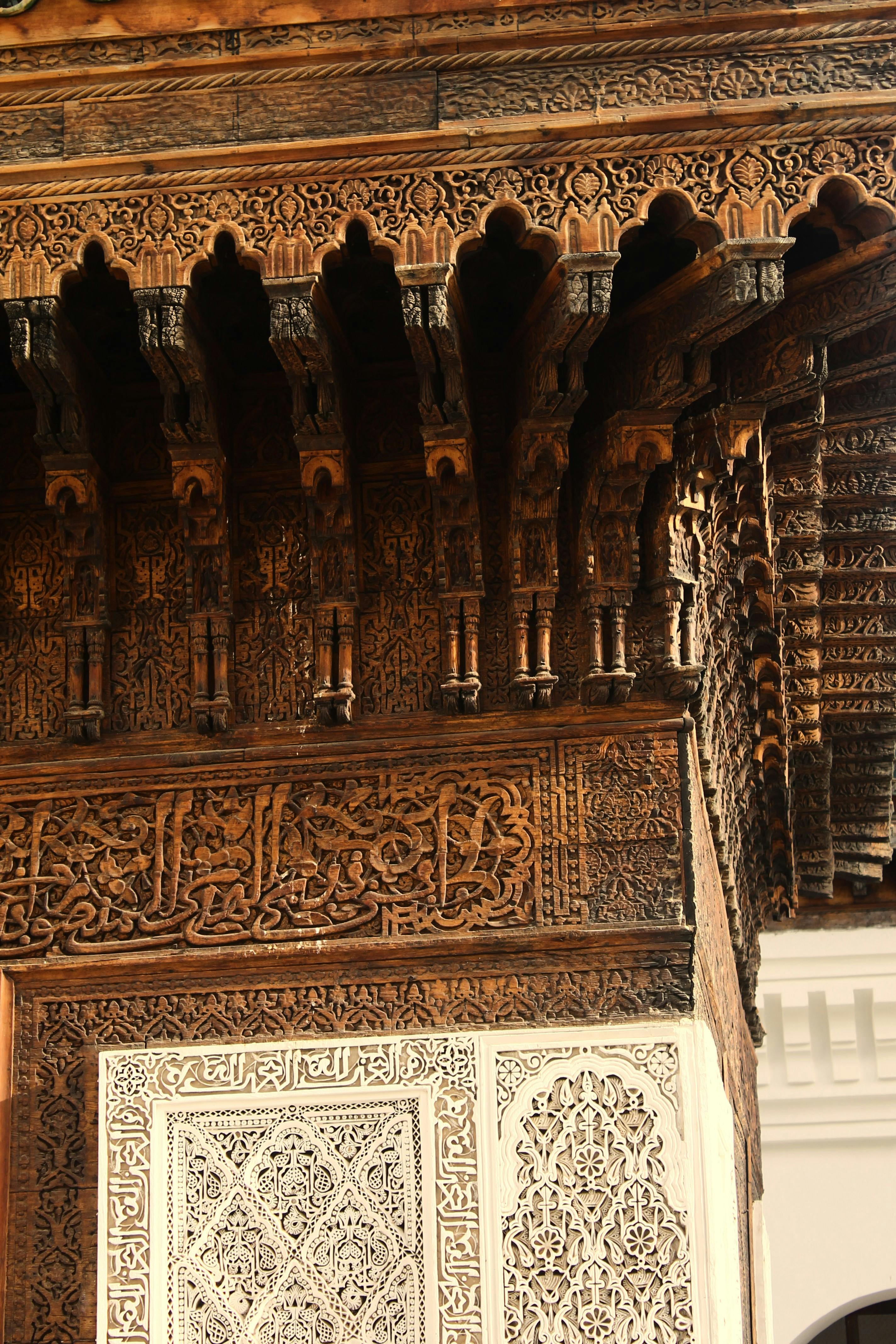Intricate Arab woodwork in traditional architecture