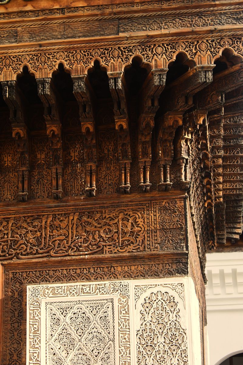 Intricate Arab woodwork in traditional architecture