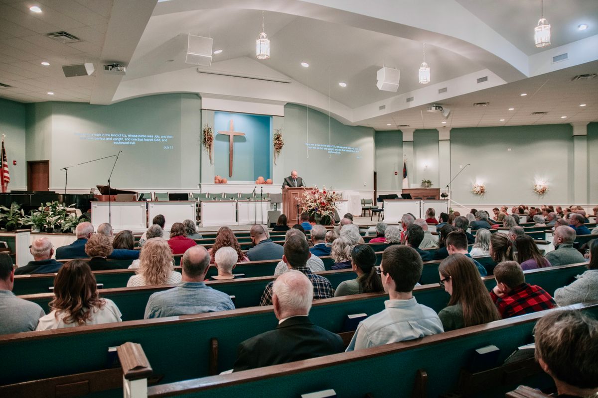 Congregation gathered together in worship