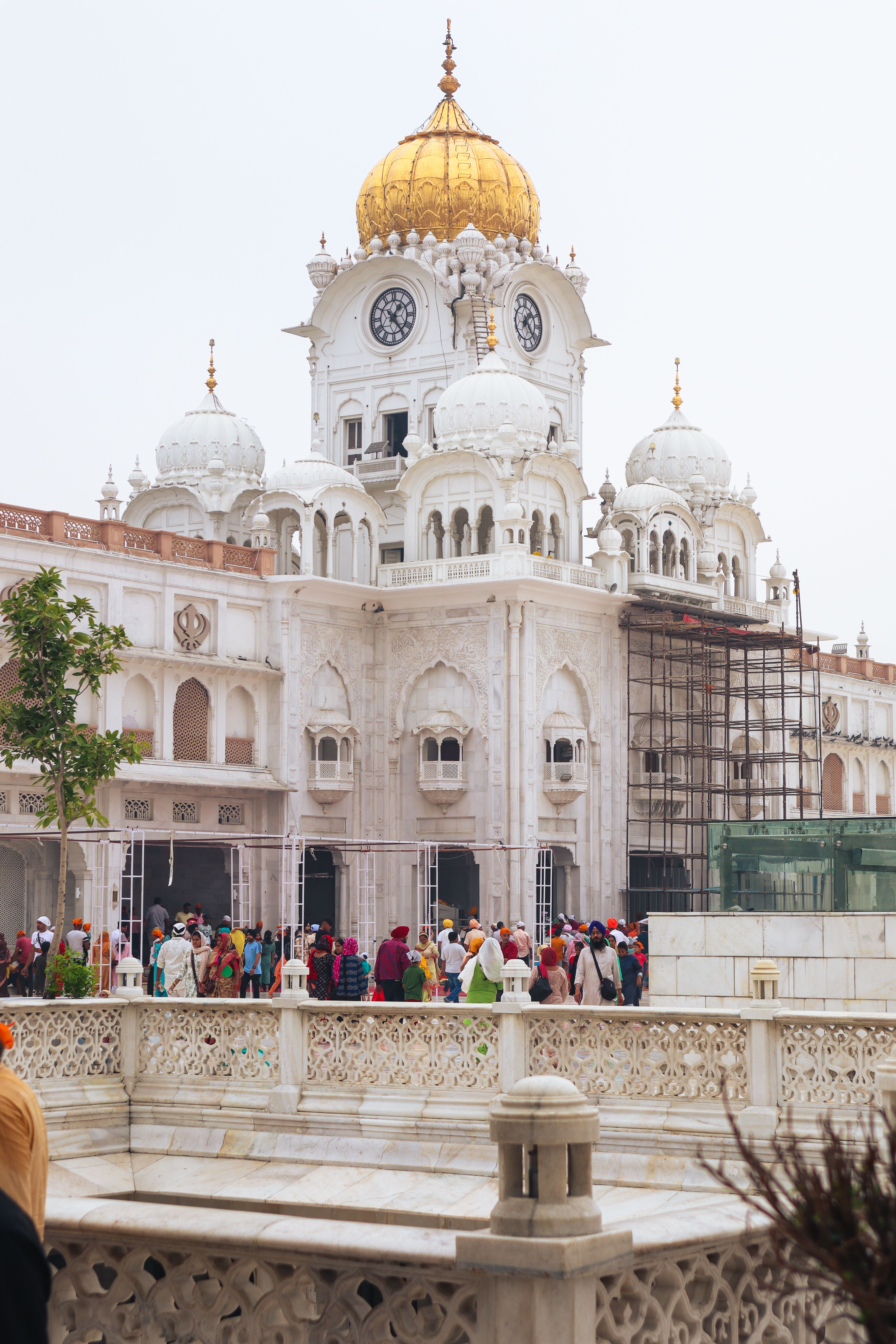 Crowd gathered at the Akal Takht with its iconic golden dome in Amritsar.