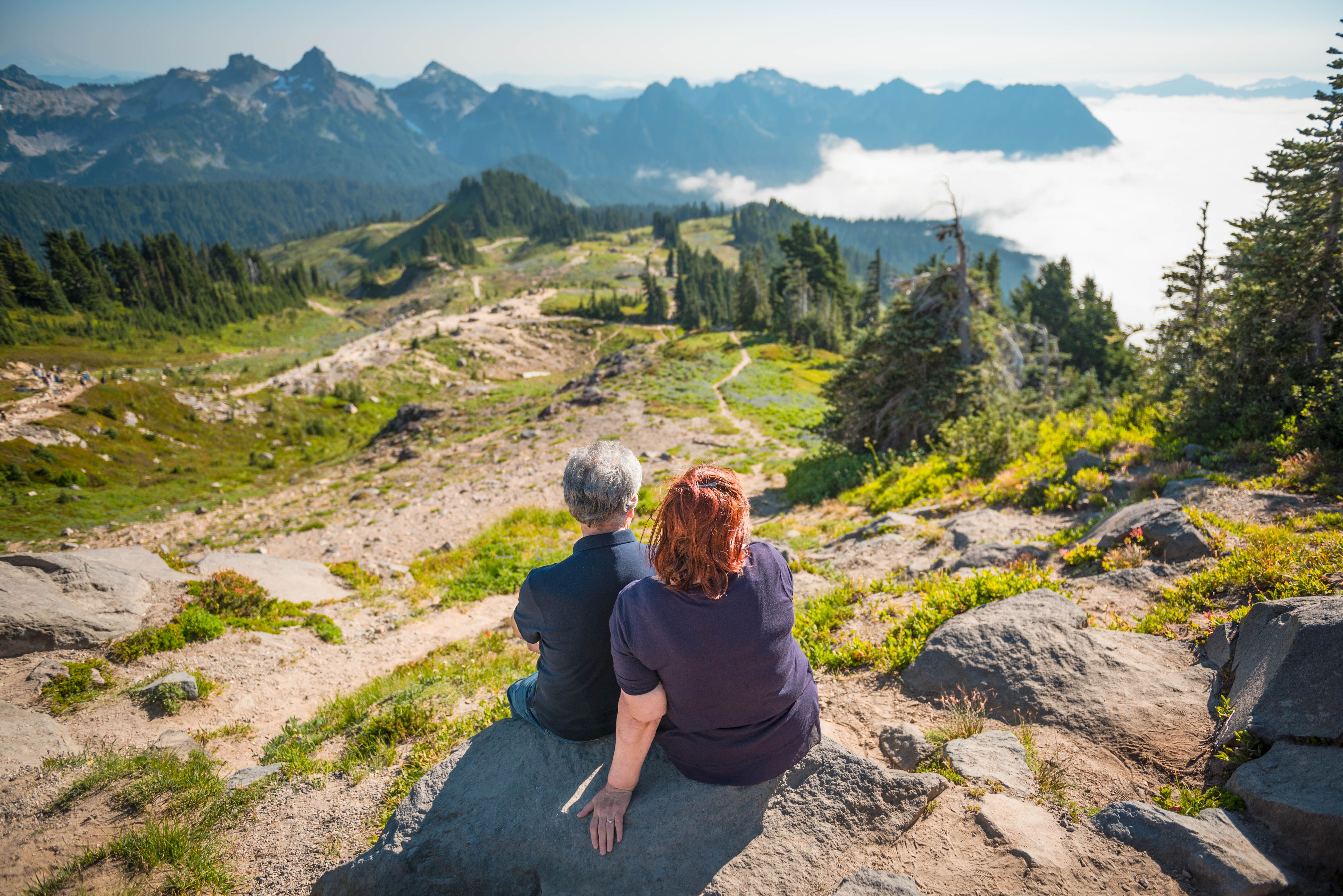 senior adults enjoying scenic view