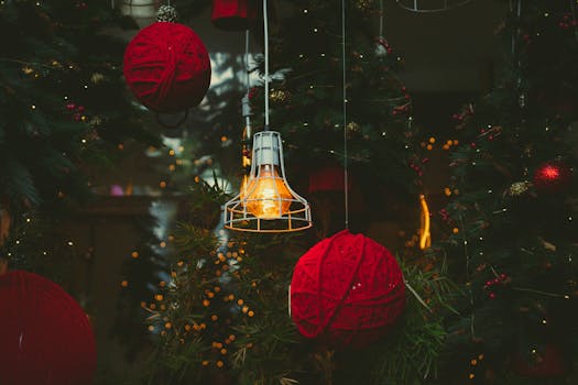 Warm glow of Christmas lights among festive decorations in Ho Chi Minh City.