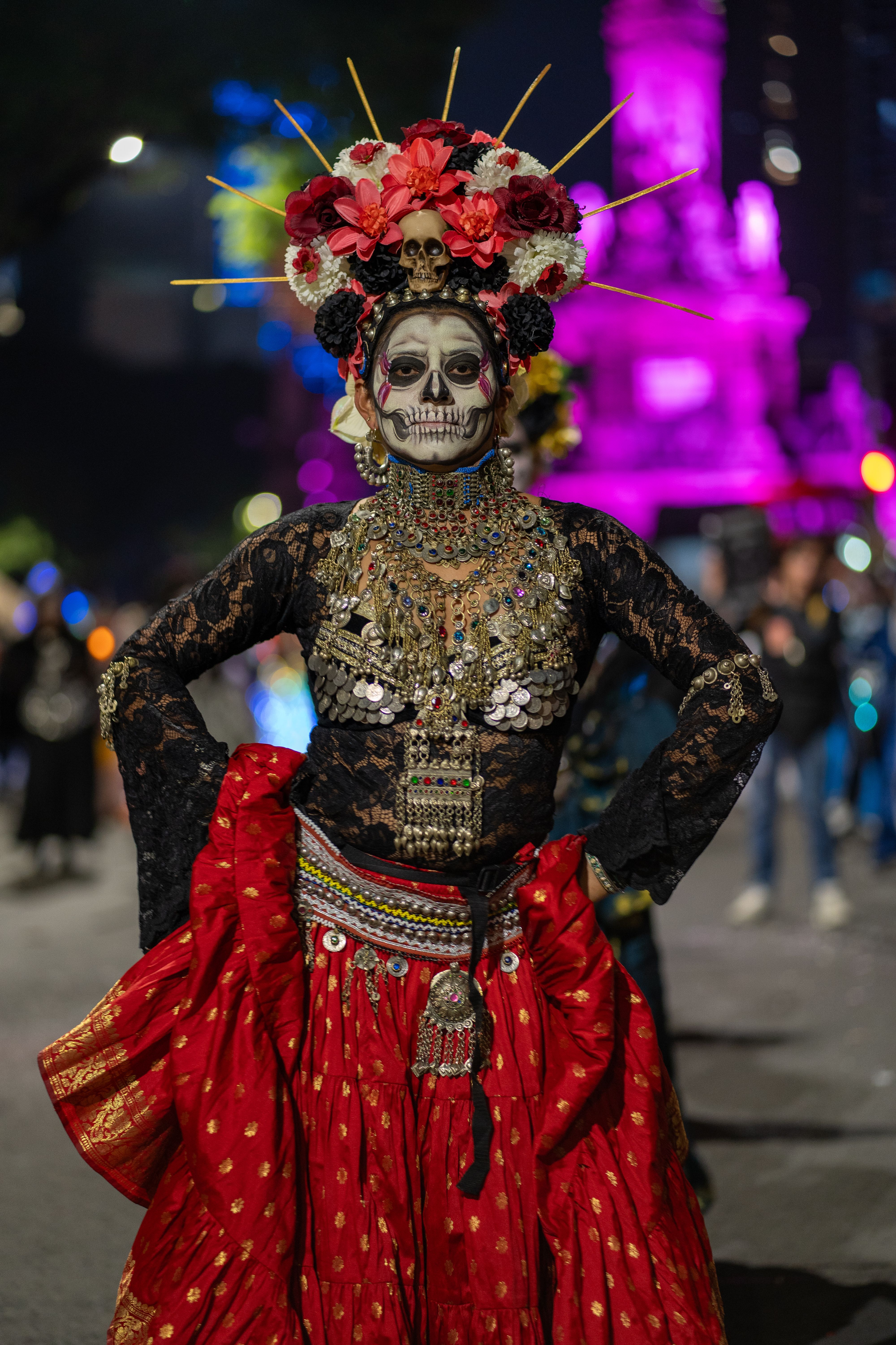 Celebratory Catrina in Vibrant Catrina Costume · Free Stock Photo