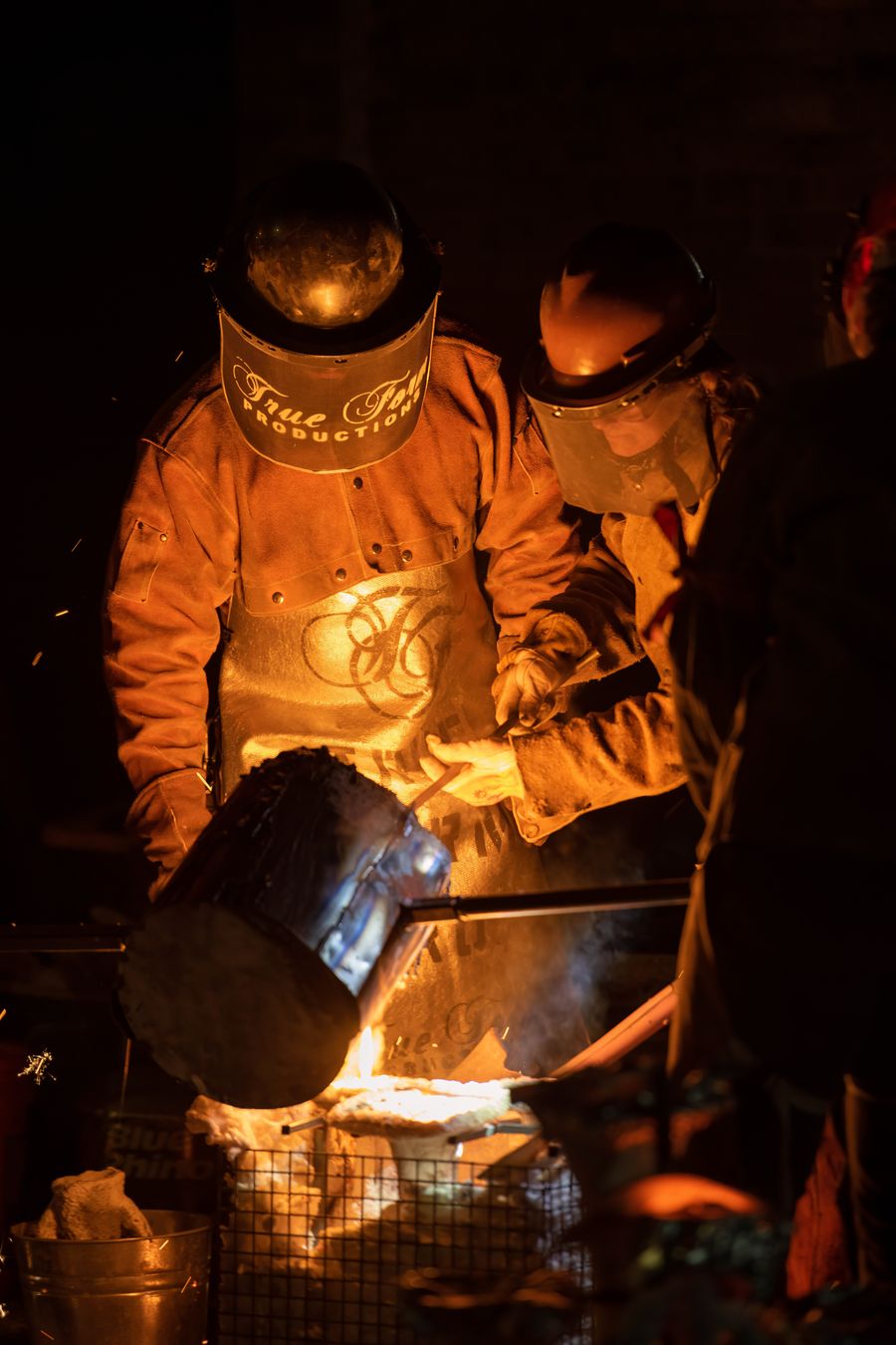 Steel mill with molten metal and heavy industrial plant