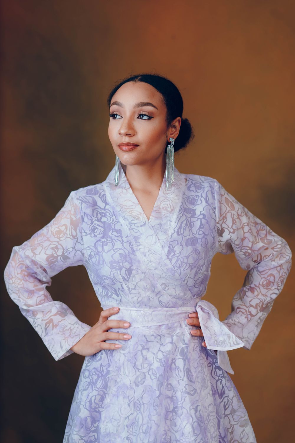 Elegant Portrait of Woman in Lavender Dress · Free Stock Photo