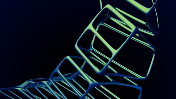 Frostline Ledger by Petra Osei — luminous 3D geometric shapes on a dark background by Steve A Johnson on Pexels