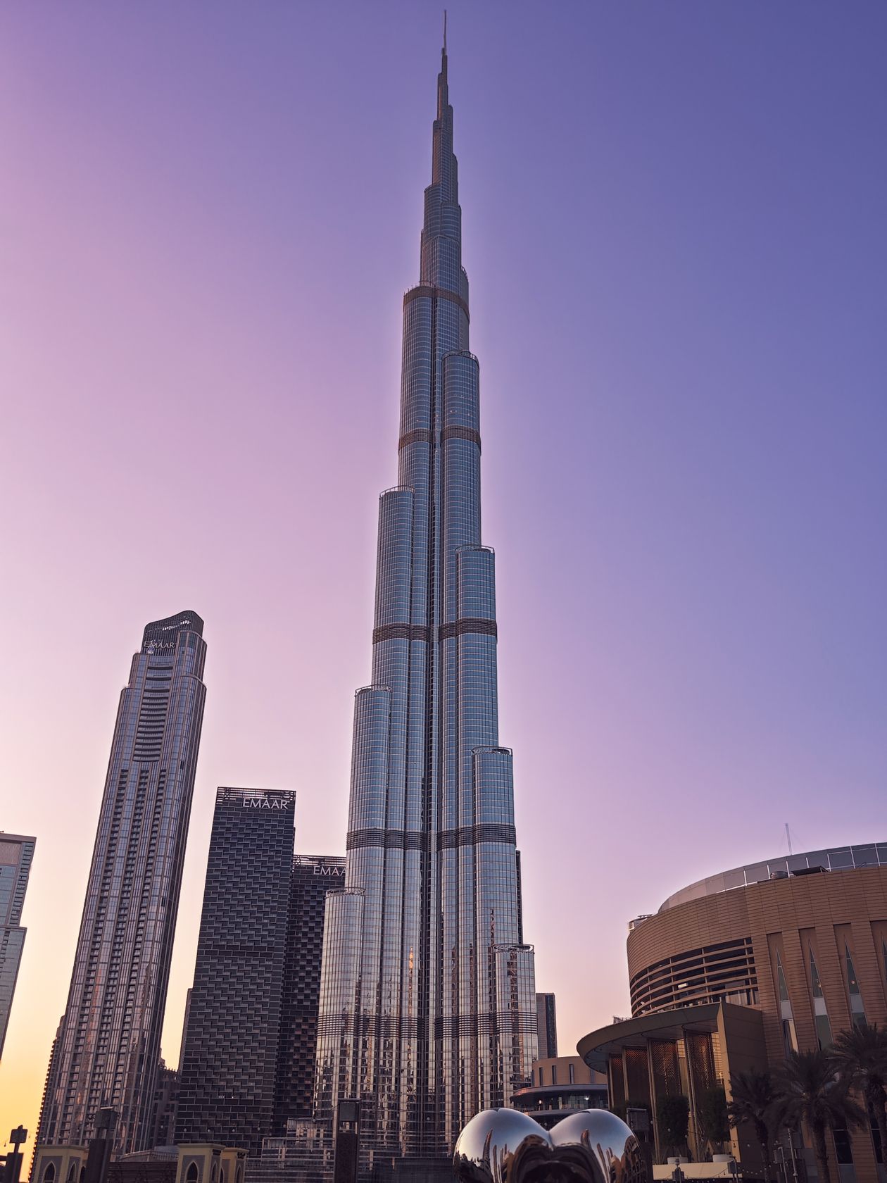 Dubai skyline with the Burj Khalifa at sunset