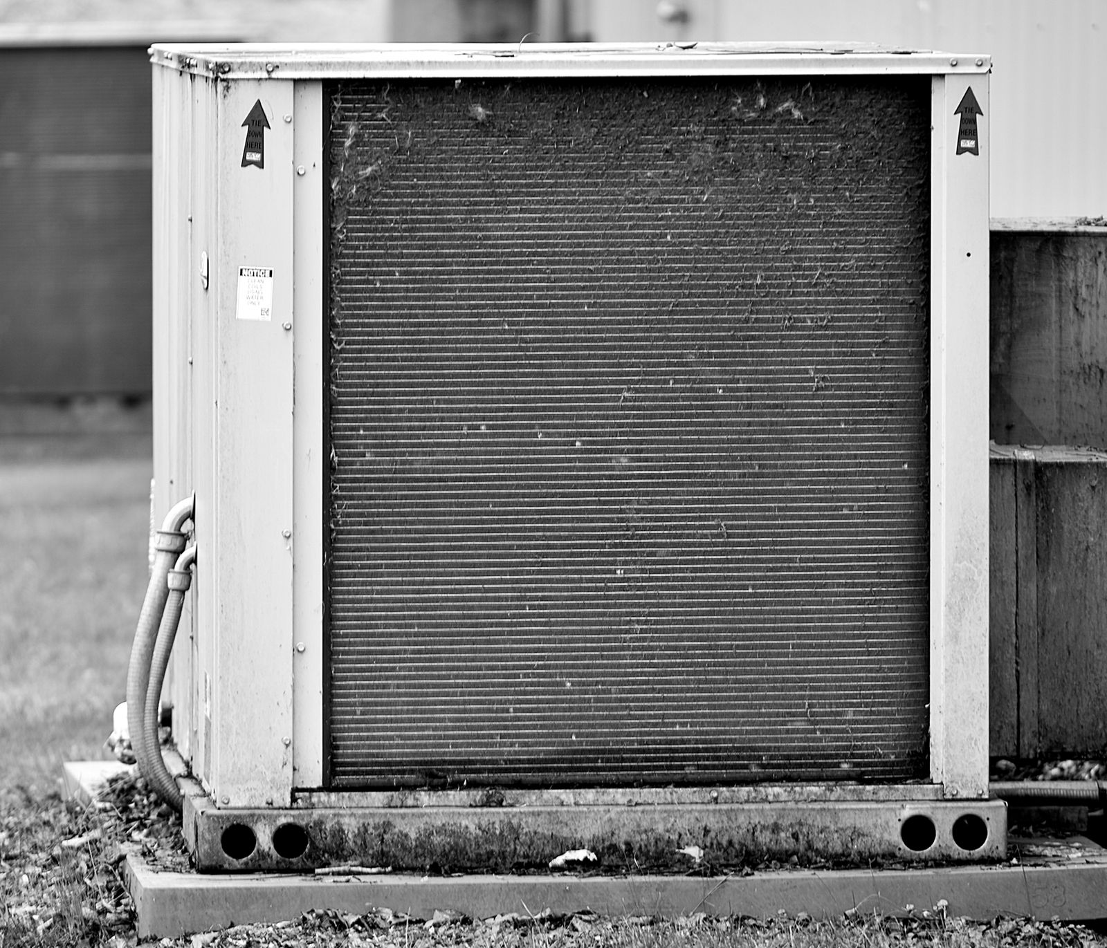 Close-up of industrial HVAC equipment during maintenance